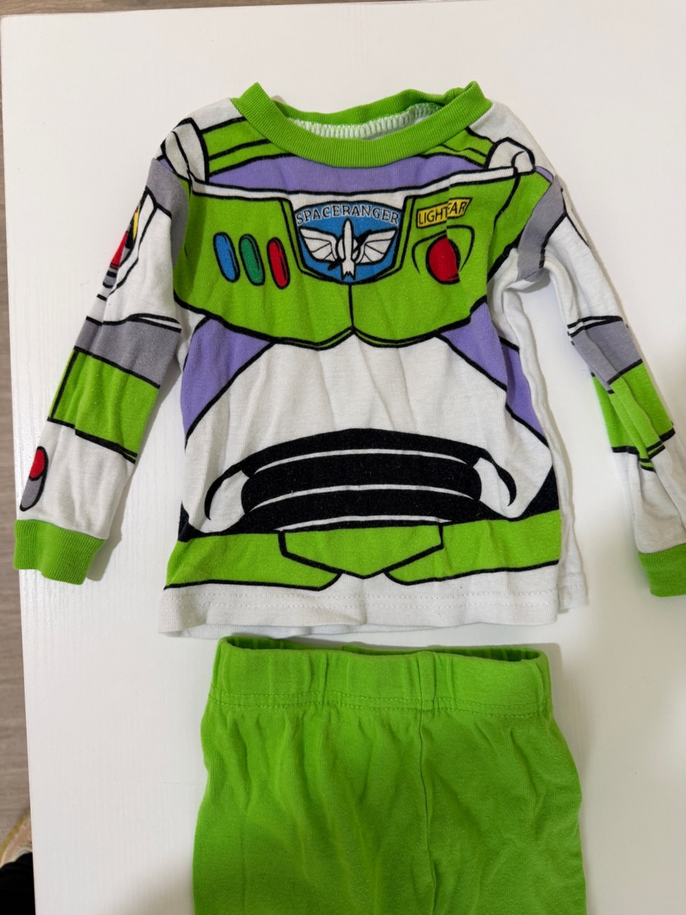 Disney Pixar Toy Story Buzz Lightyear Green White Purple Kids Pajama Set